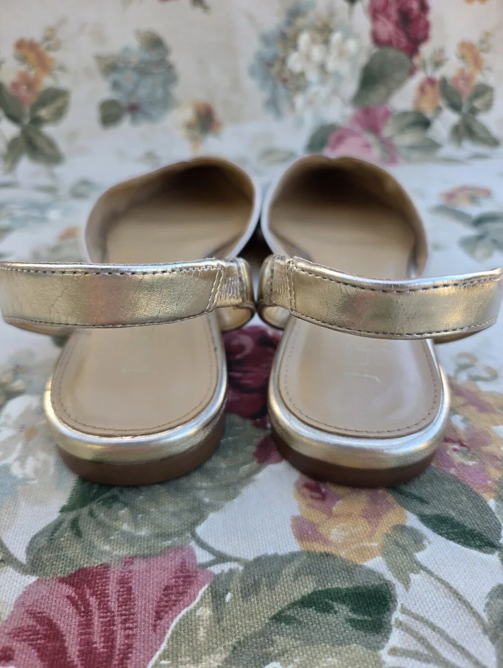 J.Crew Metallic Gold Pointed-Toe Slingback Flats Women's 9